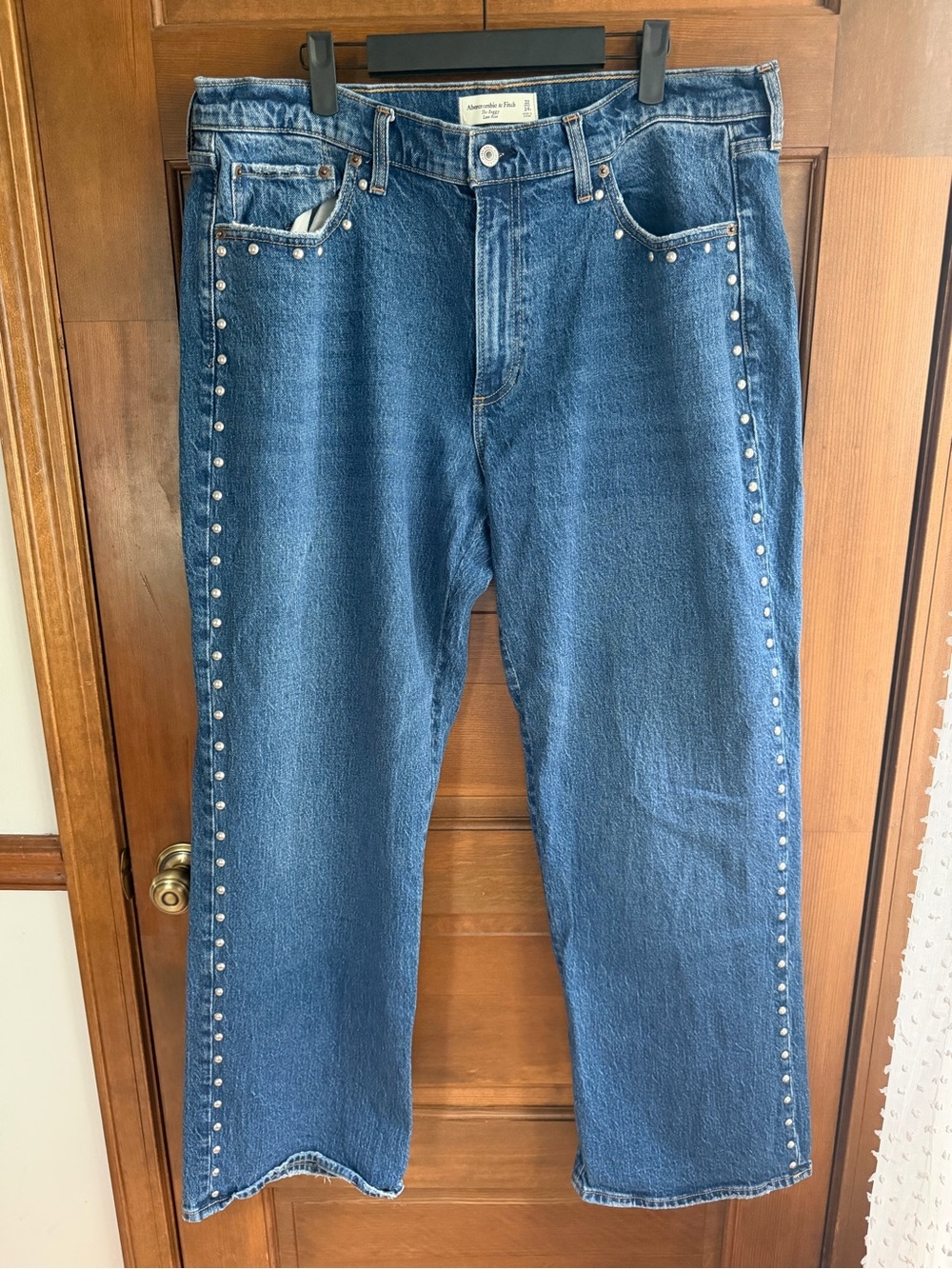 Abercrombie & Fitch The Baggy Low Rise Studded Jeans